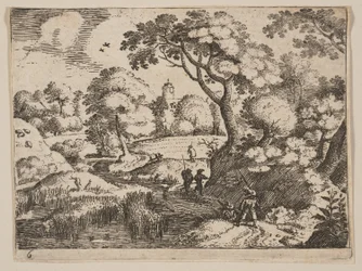 Pad tussen moeras en houtwal, uit Landschappen