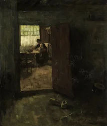 Binnenhuis met Boerin en Kind