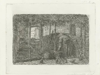 Vrouw in een stal