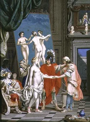 Alexander de Grote (356-323 v.Chr.) introduceert Campaspe aan Apelles (4e eeuw v.Chr.)