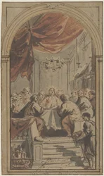 Het Heilig Avondmaal, voorgesteld in de opperzaal