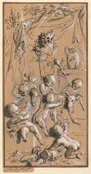 Putti spelen voor een Herm