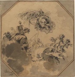 Studie voor een Plafond: Allegorie van de Oogst met Dionysus en Ceres