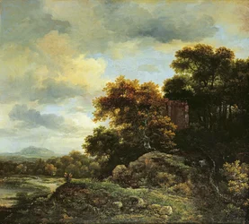 Landschap met beboste heuvel