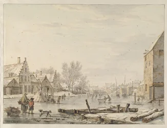 Gezicht aan de stadswal te Dordrecht bij winter