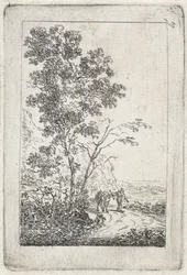 Man met ezel in een landschap