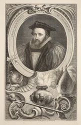 Portret van George Abbot, aartsbisschop van Canterbury, illustratie uit 