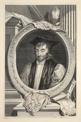 Portret van George Morley, bisschop van Winchester, illustratie uit 