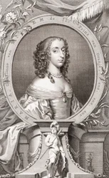 Mary, Prinses Royal, Prinses van Oranje, Gravin van Nassau (1631-60) Dochter van Koning Charles I van Engeland en zijn vrouw Henrietta Maria van Frankrijk, Moeder van Koning Willem III van Engeland (gravure)