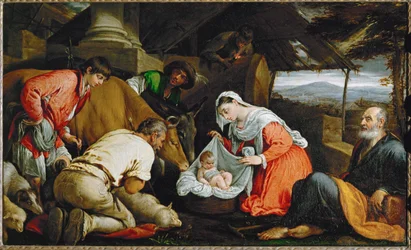 De aanbidding van de herders (schilderij op doek)