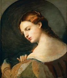 Portret van een jonge vrouw in profiel