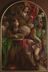 St. Justina van Padua op de troon met St. Sebastian, St. Antonius Abt en St. Rochus, c.1557-60