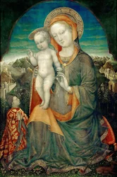 De Madonna van nederigheid aanbeden door Lionello d
