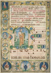 Blad uit een Graduaal: Initiaal (M) met St. Andreas (recto)