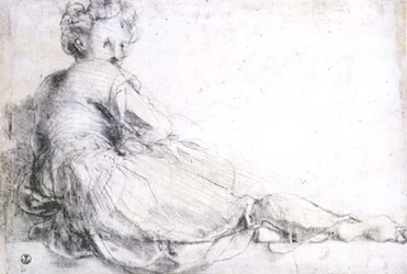 Studie van een vrouwelijke figuur voor de Villa Medici in Poggio a Caino