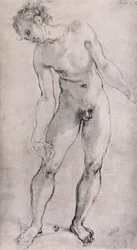 Studie van een mannelijke figuur voor het altaarstuk «De graflegging» in de Capponi-kapel, Santa Felicita, Florence, 1525-27