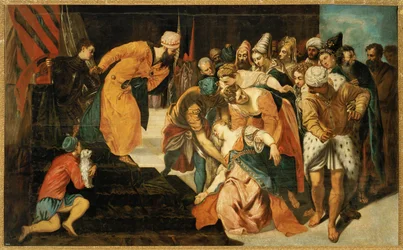 Esther voor koning Ahasuer (schilderij op doek)