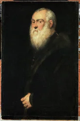 Portret van een oudere man met witte baard (olieverf op doek)