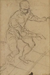 Zittende man van bovenaf gezien (recto)