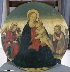 Madonna en Kind met Aartsengel Rafaël en St. Johannes, ca.1490