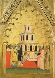 St. Mattheüs wekt een jongeman op uit de dood, van het Altaarstuk van St. Mattheüs en Scènes uit zijn Leven, c.1367-70