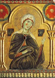 Figuur van Maria, uit Verlosser met de Madonna en drie heiligen