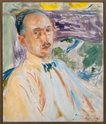 Studie voor het portret van François Mauriac, Franse schrijver, schilderij door Jacques Émile Blanche, uitgevoerd in 1923. Fotografie, KIM Youngtae, Rouen, Rouen Museum voor Schone Kunsten.