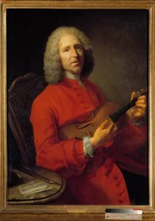 Portret van Jean-Philippe Rameau, Franse componist. Portret door Jacques Andre Joseph Ave, genaamd le Camelot of Avet le Batave. Museum voor Schone Kunsten van Dijon