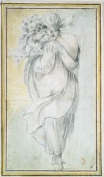 Zigeunerin met een kind - Werk van Jacques Bellange (circa 1575-1616), sanguine en zwarte en witte krijt op papier, begin 17e eeuw
