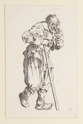 Bedelaar leunend op een stok, uit De Bedelaars