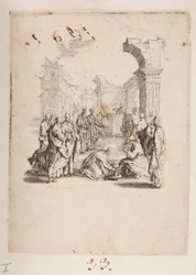 Discipel die de voeten van Christus wast, nr. 1 van 11 uit La Petite Passion