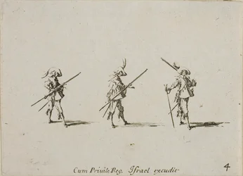 Oefening met het Musket, plaat vier uit De Militaire Oefeningen