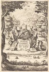 Frontispice voor de Heilige Cosmologia (Titel met astrologen)