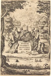 Frontispice voor de Heilige Cosmologia Titel met astrologen