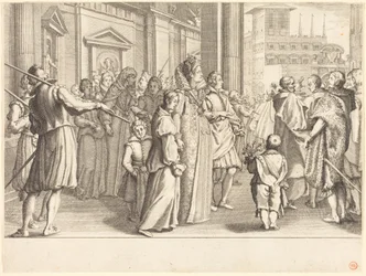 Groothertogin bij de processie van de jonge meisjes