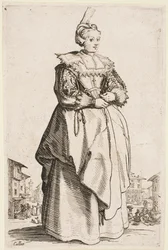 Dame met een opgeheven hoed, uit de serie 