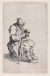De zittende en etende bedelaar, uit „Les Gueux, suite appelée aussi Les Mendiants, Les Baroni, ou Les Barons“