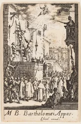 Martelaarschap van de heilige Bartholomeus, plaat negen uit De Martelaars van de Apostelen