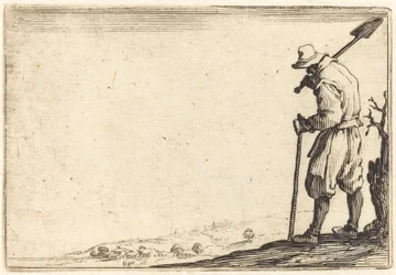 Boer met Schop op Zijn Schouder