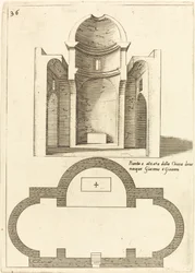 Plattegrond en aanzicht van de kerk van Sint Jacobus en Johannes