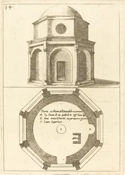 Plattegrond en elevatie van de Kerk van de Hemelvaart