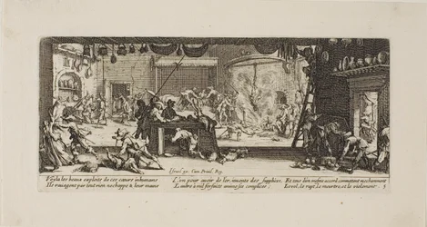 Plundering van een grote boerderij, plaat vijf uit De ellende van de oorlog