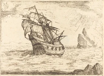 Schip Navigeert Dichtbij Rotsen