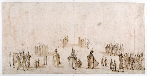 Schets voor de enscenering van groepen figuren in 