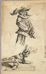 Soldaat met gevederde hoed, uit La Noblesse de Lorraine (verso), c.1620-23