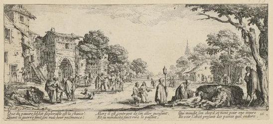 Stervenden langs de weg, blad 16 van de serie „De gruwelen van de oorlog”