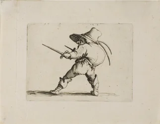 De duellist met een zwaard en een dolk, uit Varie Figure Gobbi