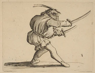 De duellist met twee sabels, uit Varie Figure Gobbi, ca. 1616-22