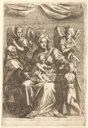 De Heilige Familie met Twee Engelen