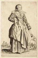 De dame met de grote kraag en de achterovervallende hoofdbedekking